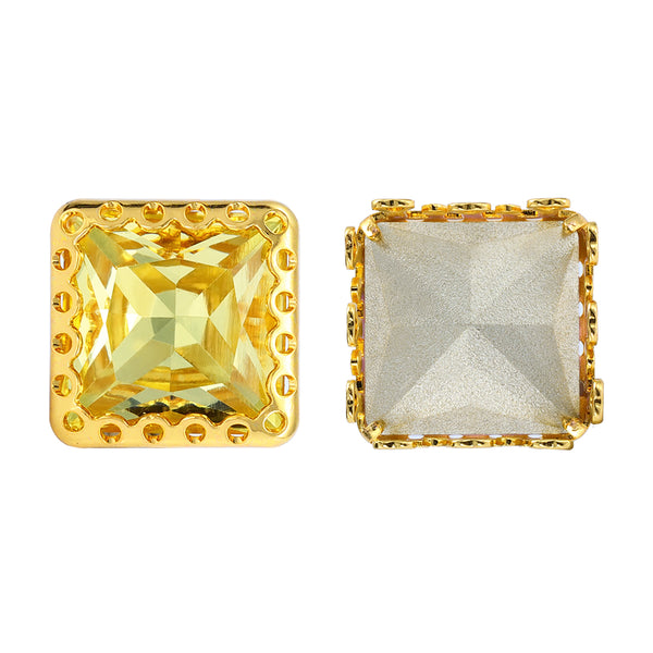 Light Topaz Princess Square Shape High-Quality Glass Sew-on Nest Hollow Claw Rhinestones WholesaleRhinestone
