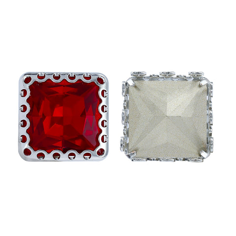 Light Siam Princess Square Shape High-Quality Glass Sew-on Nest Hollow Claw Rhinestones
