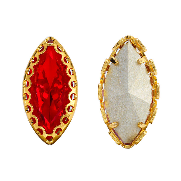 Light Siam Navette Shape High-Quality Glass Sew-on Nest Hollow Claw Rhinestones WholesaleRhinestone
