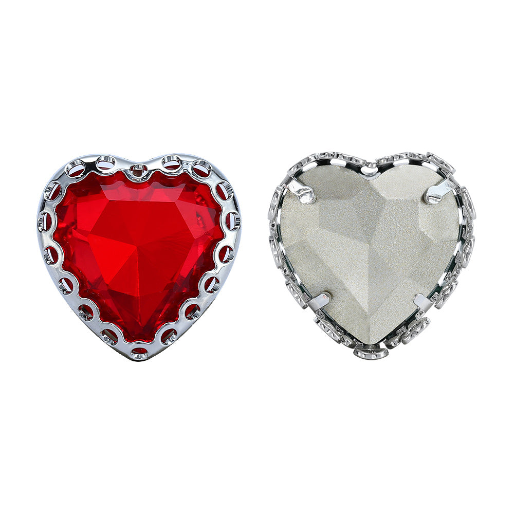 Light Siam Maxi Heart Shape High-Quality Glass Sew-on Nest Hollow Claw Rhinestones WholesaleRhinestone