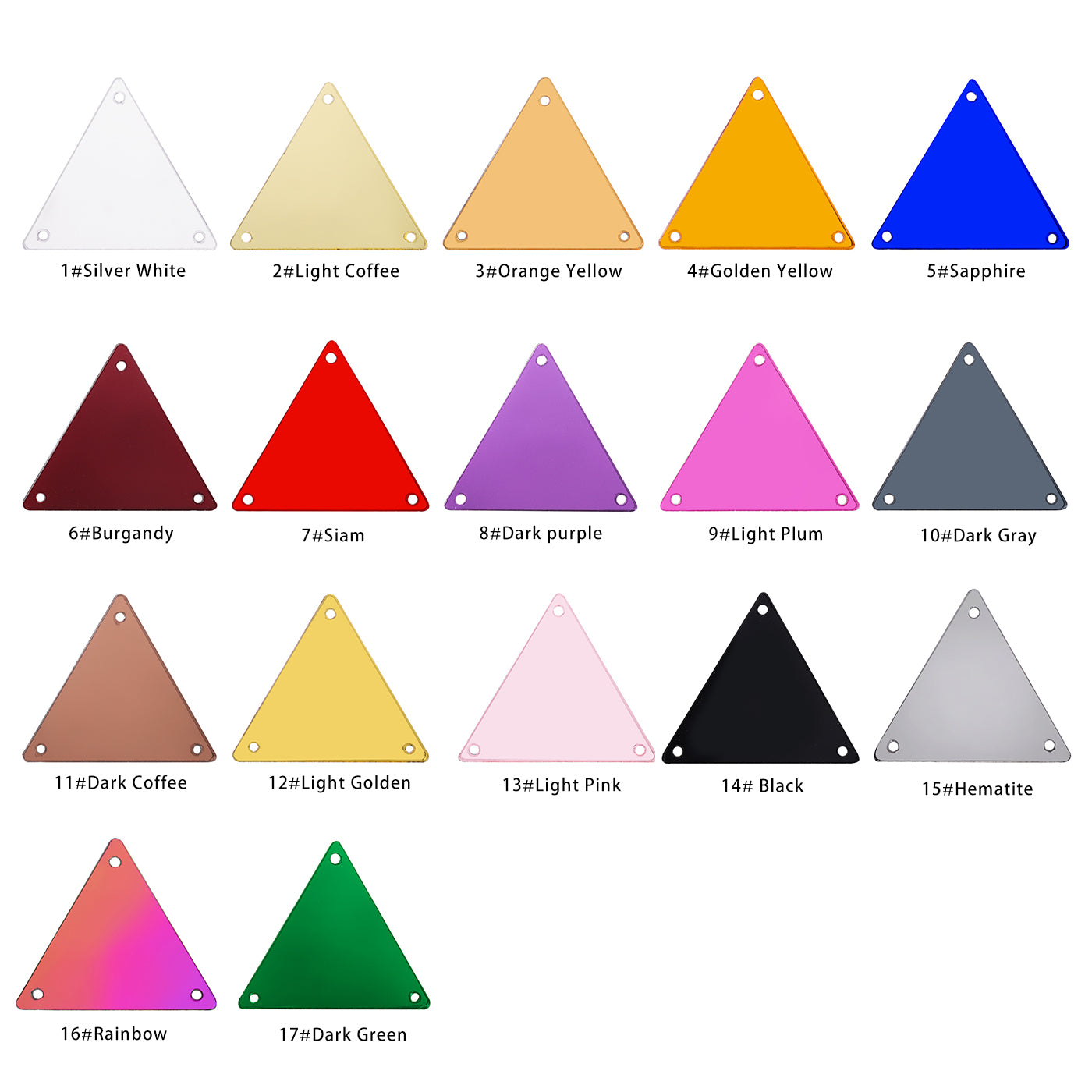 Triangle Shape Multi Colors Acrylic Sew-on Mirror For Dance Costume Secondary image