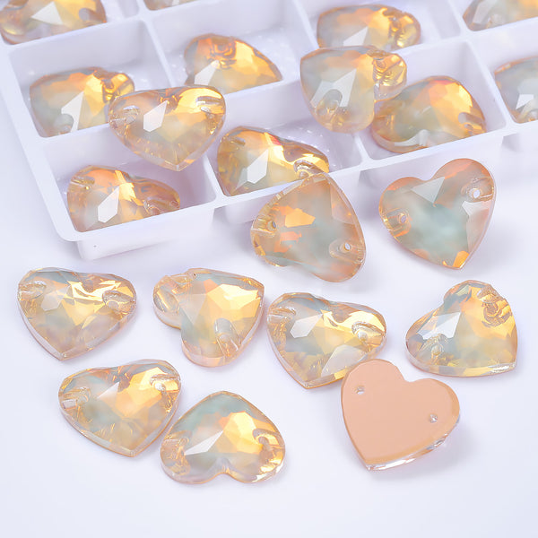 Silk AM Heart Shape High Quality Glass Sew-on Rhinestones WholesaleRhinestone