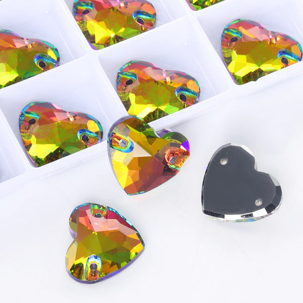 Vitrail Medium Heart Shape High Quality Glass Sew-on Rhinestones WholesaleRhinestone