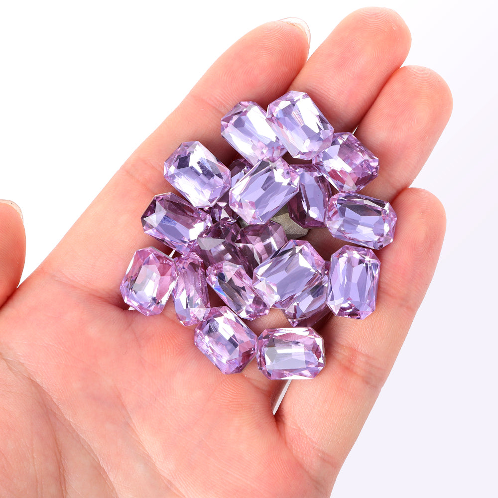 Violet Thin Octagon Shape High Quality Glass Pointed Back Fancy Rhinestones Secondary image