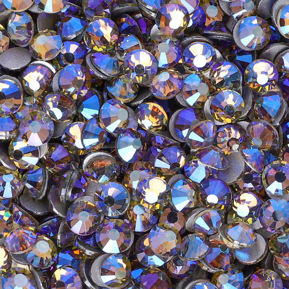 Lilla topaz lys glass flat rygg rhinestones sølv rygg Secondary image