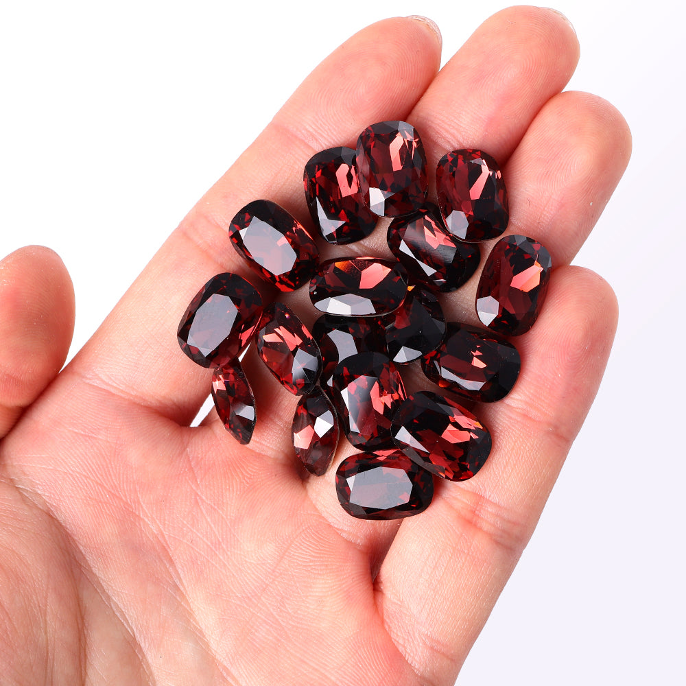 Burgundy Cushion Shape High Quality Glass Pointed Back Fancy Rhinestones Secondary image