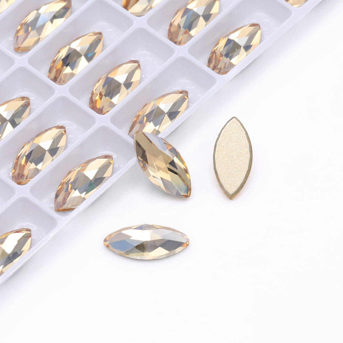 Golden Shadow Navette Shape High Quality Glass Beveled Flat Back Rhinestones WholesaleRhinestone
