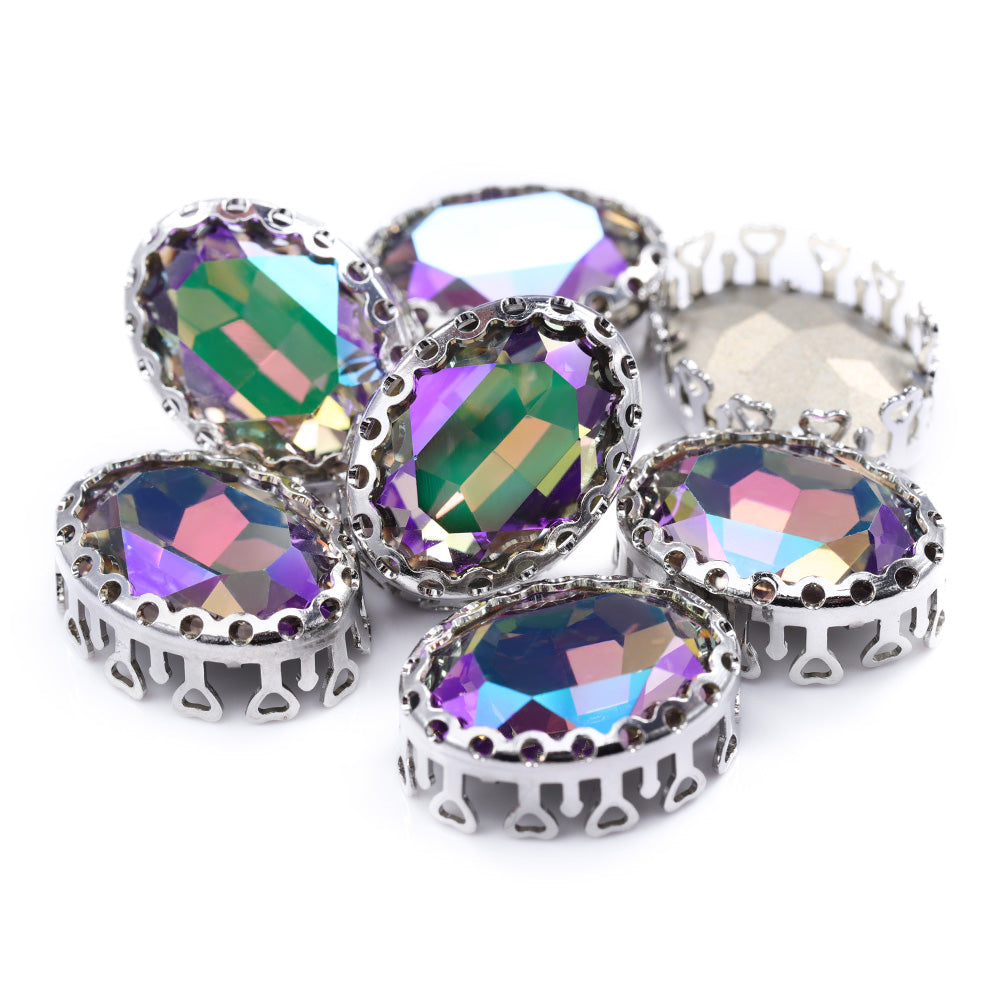 Ghost Light Oval Shape High-Quality Glass Sew-on Nest Hollow Claw Rhinestones WholesaleRhinestone