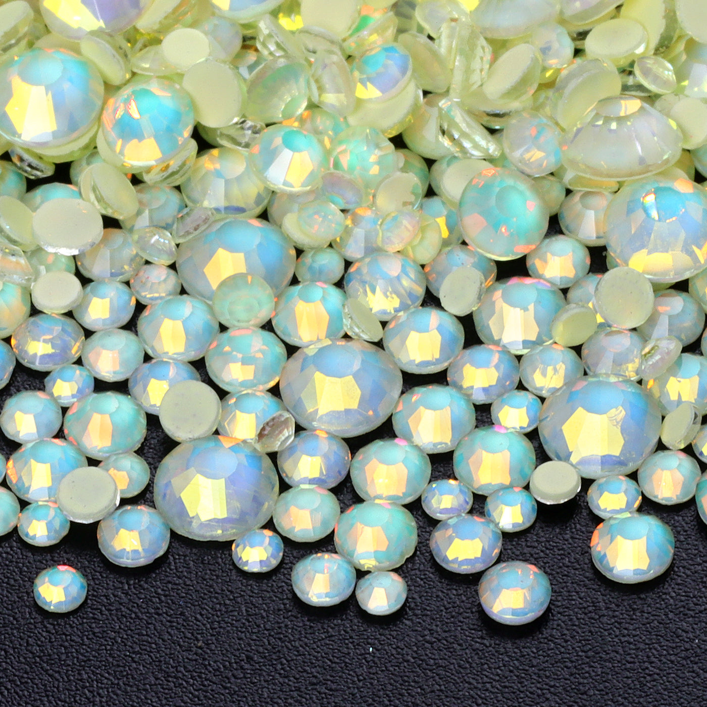 Mixed Sizes Mocha Opal Lt Yellow Glass Flat Back Rhinestones For Nail Art Secondary image