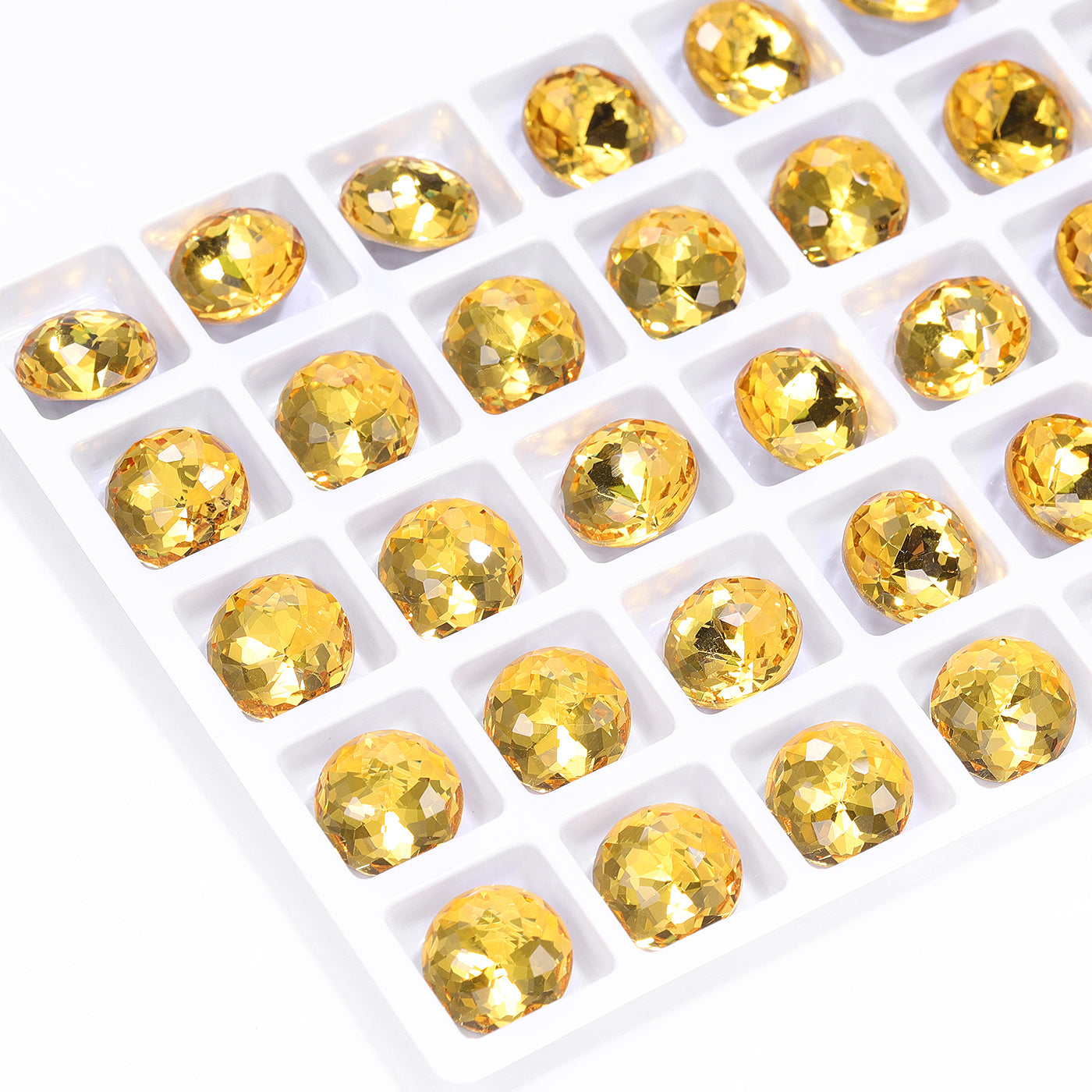 Light Topaz Dome Round Shape High Quality Glass Pointed Back Fancy Rhinestones Secondary image