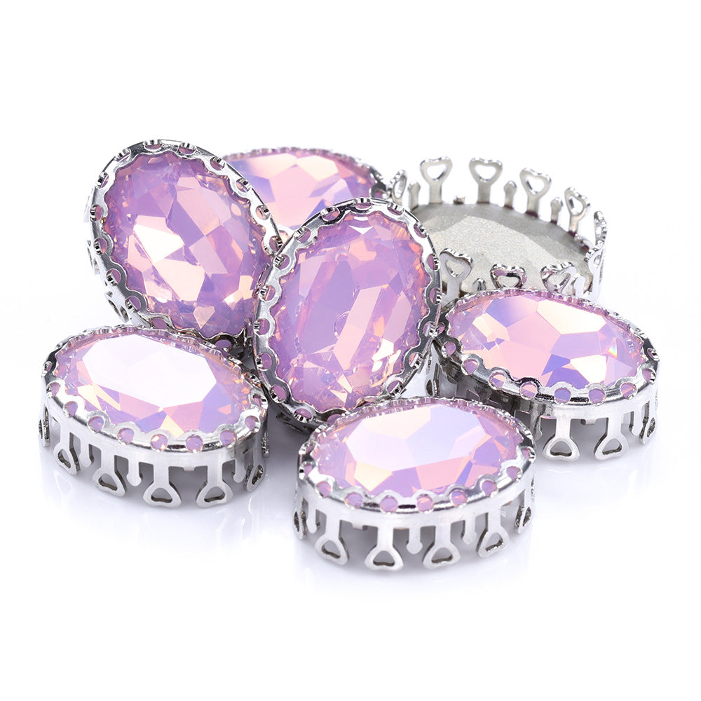 Rose Water Opal Oval Shape High-Quality Glass Sew-on Nest Hollow Claw Rhinestones WholesaleRhinestone Hovedbillede