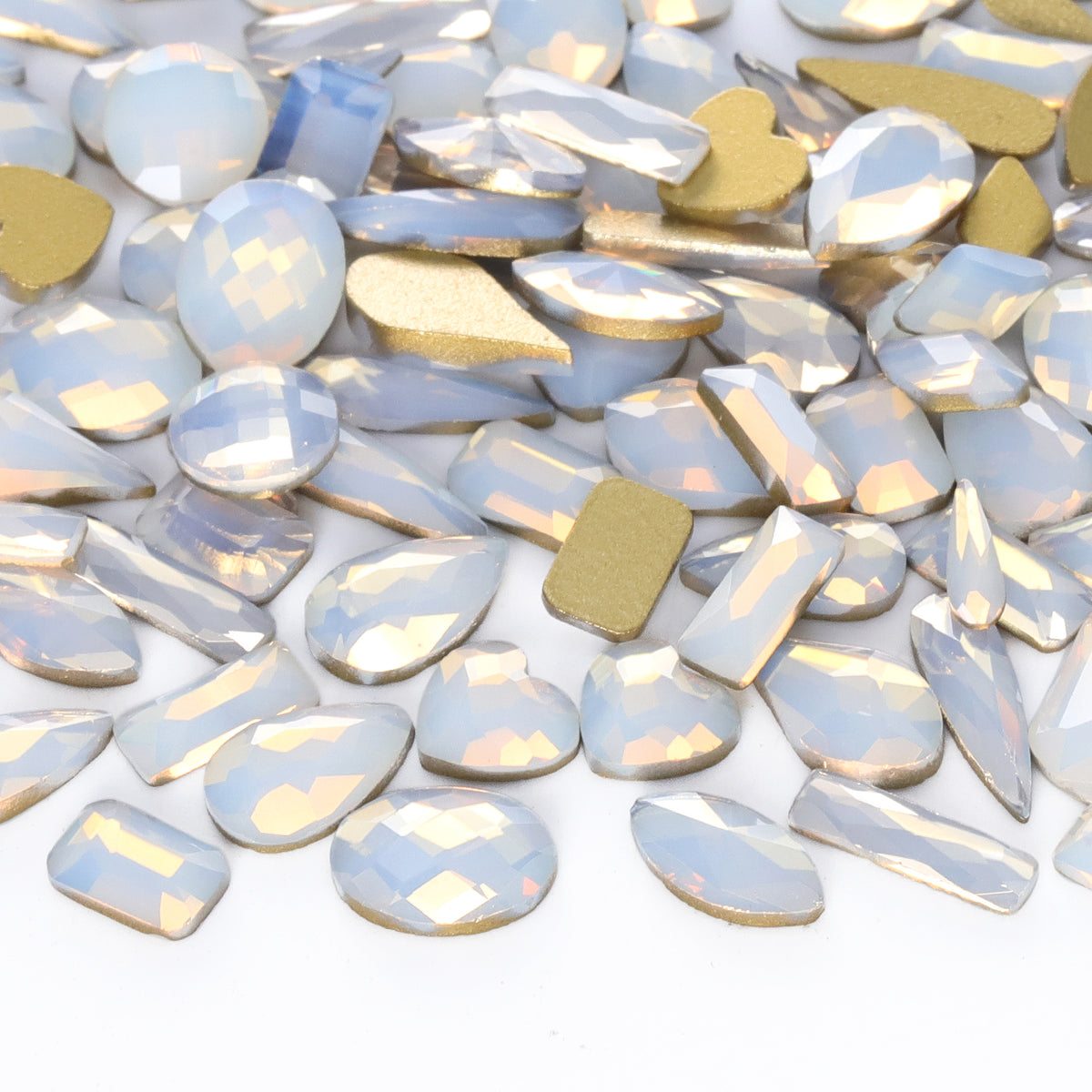 Mixed Shapes White Opal Flat Back Fancy Rhinestones For Nail Art WholesaleRhinestone メイン画像