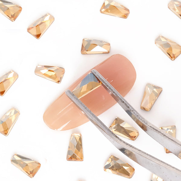 Trapezoid Shape Golden Shadow Flat Back Fancy Rhinestones