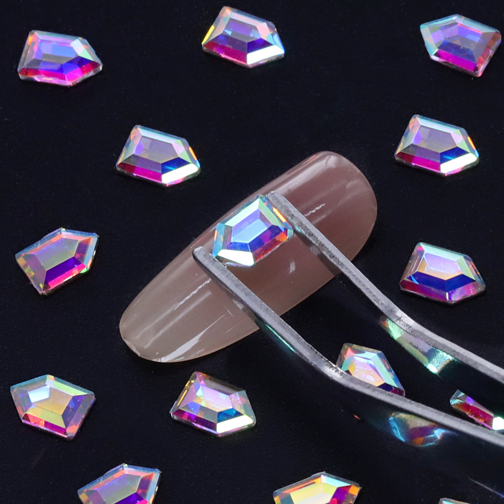 Pentagon Shape Crystal AB Flat Back Fancy Rhinestones