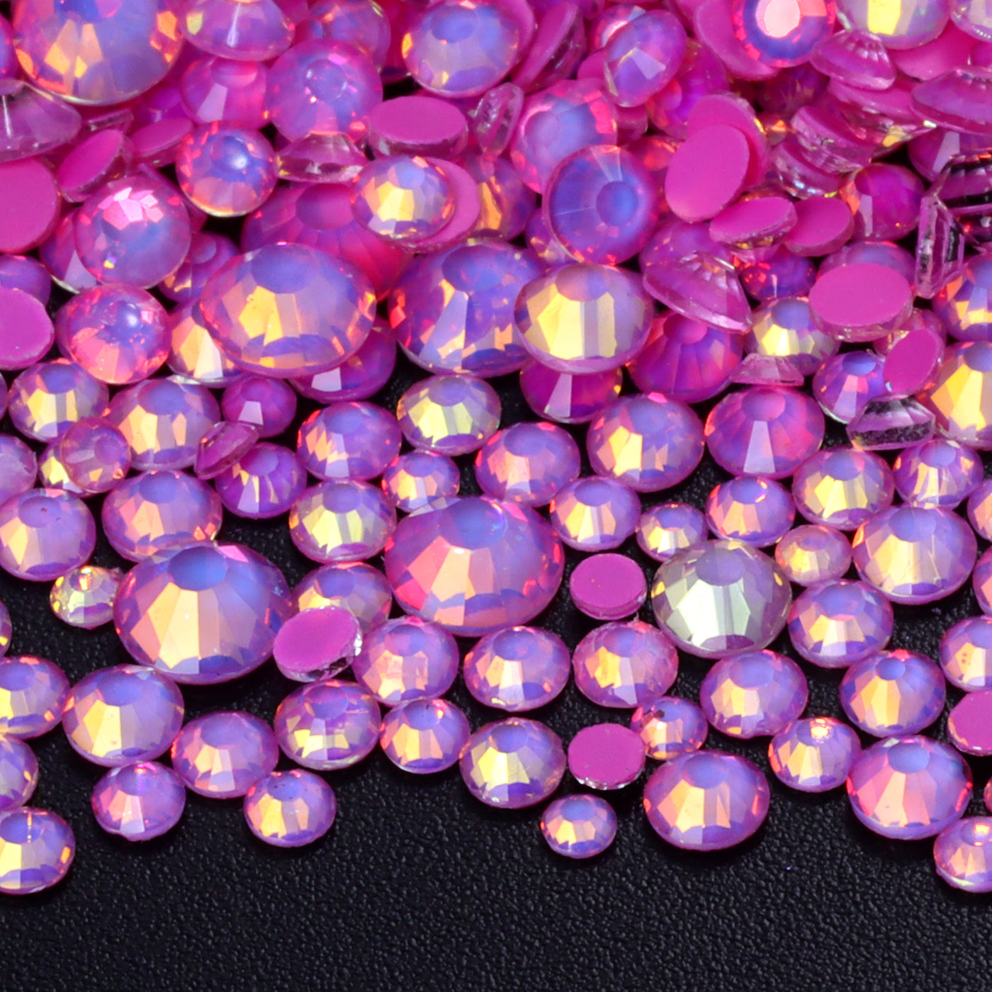 Mixed Sizes Mocha Opal Dk Rose Glass Flat Back Rhinestones For Nail Art Secondary image