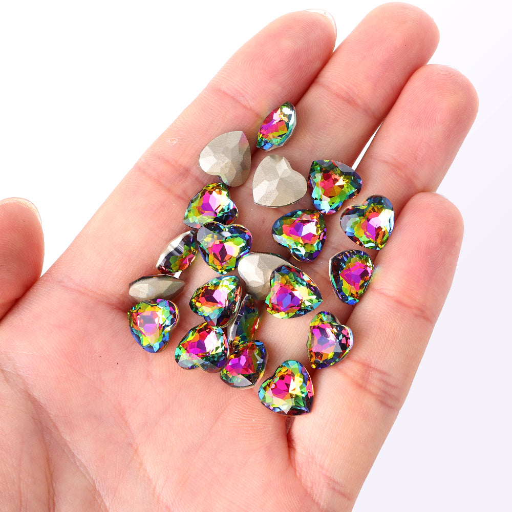 Vitrail Medium Heart Shape High Quality Glass Pointed Back Fancy Rhinestones WholesaleRhinestone