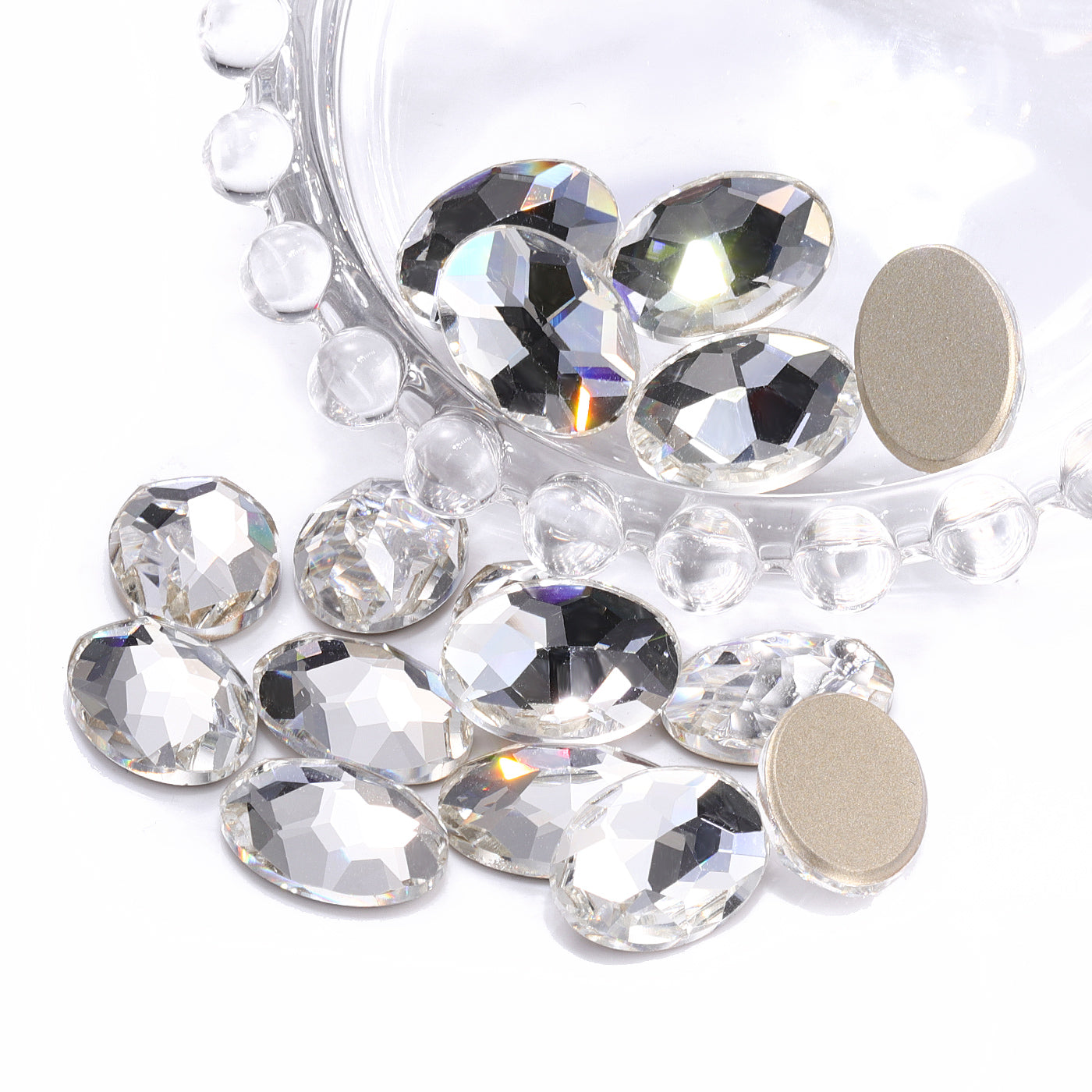 Crystal Oval Shape High Quality Glass Beveled Flat Back Rhinestones