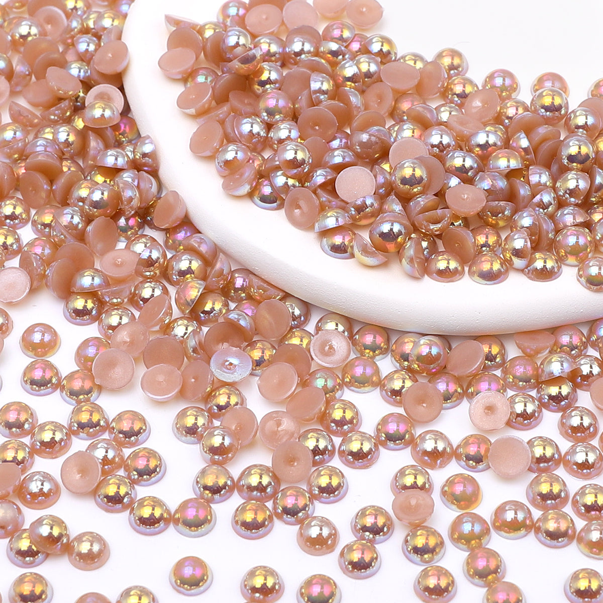 Light Coffee AB Resin Flat Back Pearls Multi Sizes WholesaleRhinestone Main image