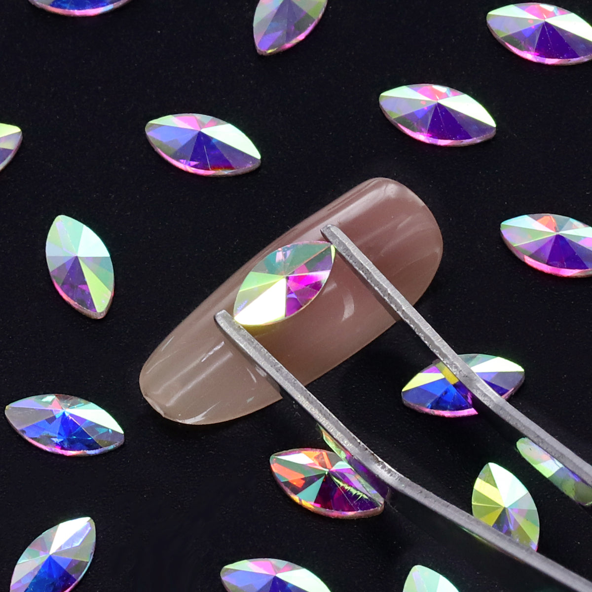 Navette Form Crystal AB Flat Rücken ausgefallene Strasssteine
