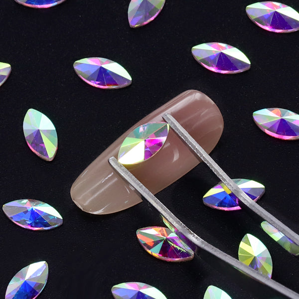 Navette Form Crystal AB Flat Rücken ausgefallene Strasssteine