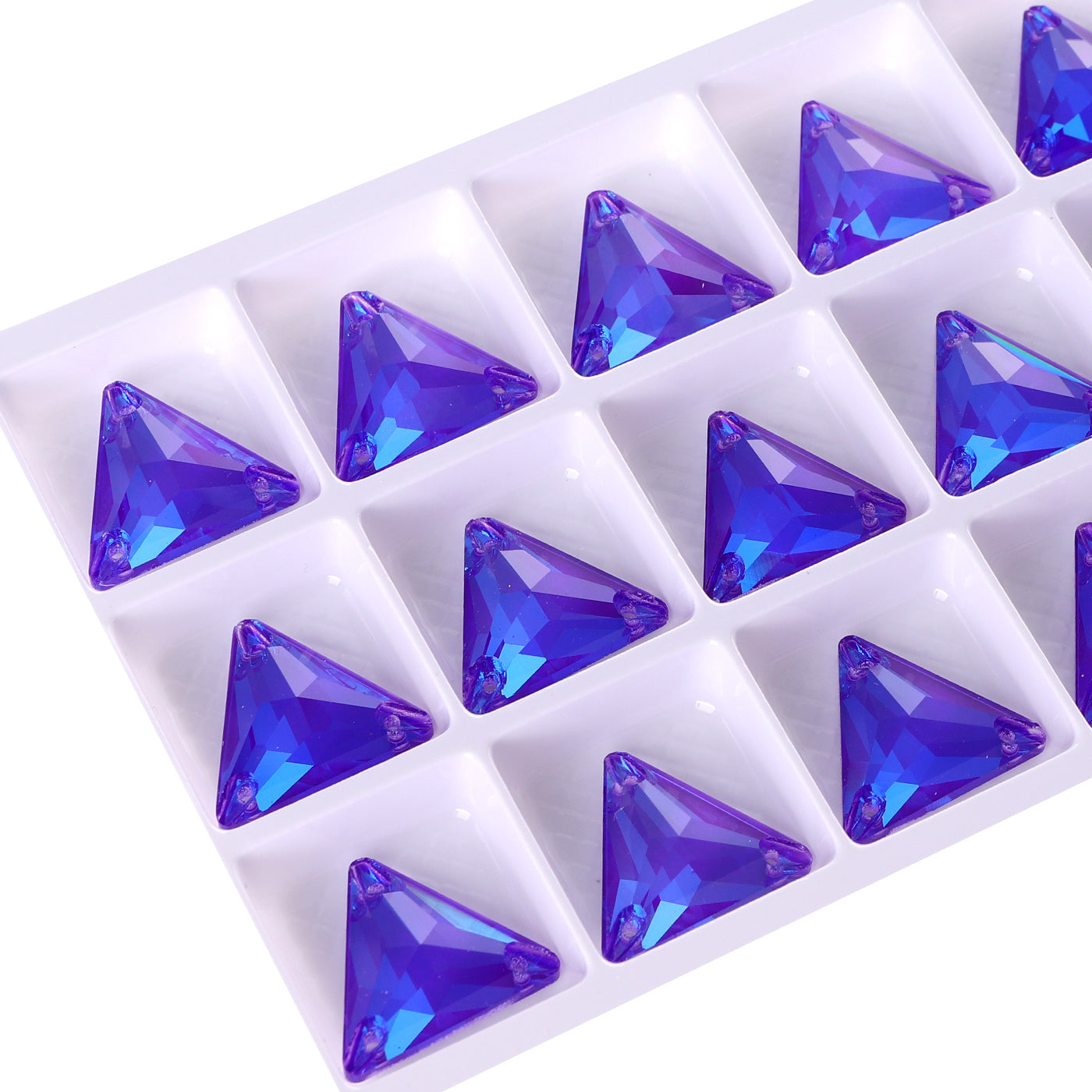 Electric Neon Violet Triangle Shape High Quality Glass Sew-on Rhinestones