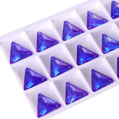 Electric Neon Violet Triangle Shape High Quality Glass Sew-on Rhinestones