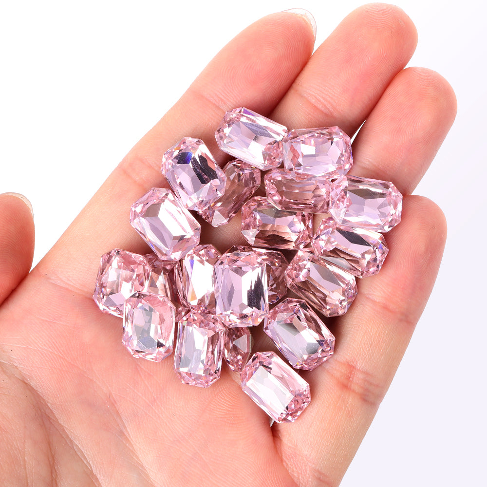 Lys rose tynd ottekant form af høj kvalitet glas pegede tilbage fancy rhinestones Sekundært billede