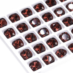 Bourgogne coussin carré forme de haute qualité en verre pointu en arrière strass de fantaisie