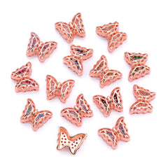 Butterfly Shape Rose Gold plated High-Quality Sew-on Alloy Charms Inlaid Cubic Zirconia