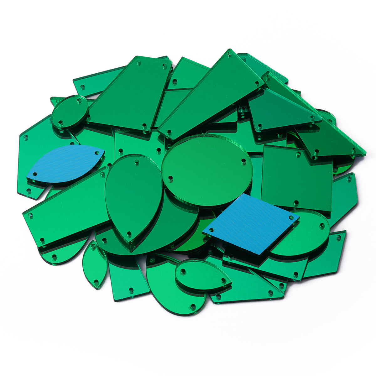 Dark Green Mixed Shapes Acrylic Sew-on Mirror For Dance Costume WholesaleRhinestone Main image