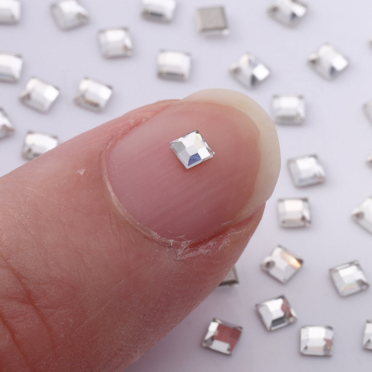 Square Shape Multi Colors Small Size Glass Beveled Flat Back Fancy Rhinestones For Nail Art WholesaleRhinestone