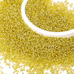 Transparent Silver-lined Light Yellow Color Hight Quality Glass Cylinder Seed Beads 1.6 MM Size GY2004