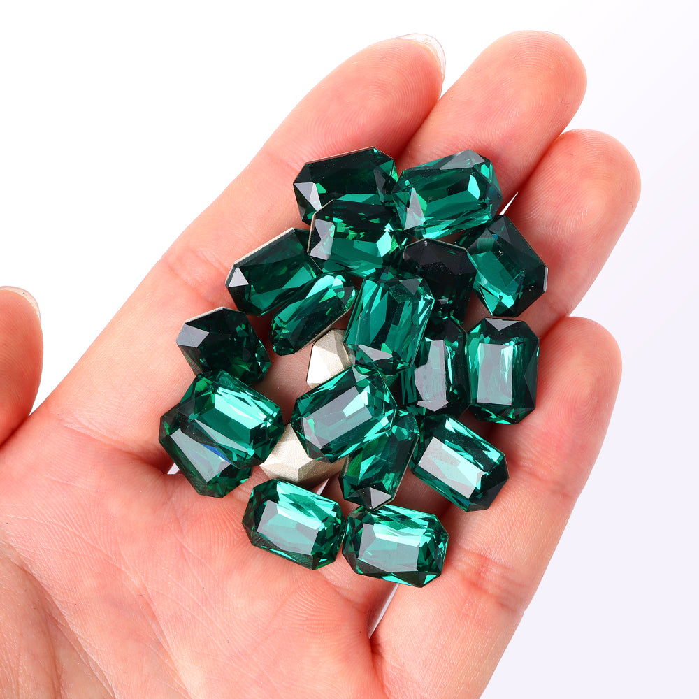 Smaragd tynd ottekant form høj kvalitet glas pegede tilbage fancy rhinestones Sekundært billede