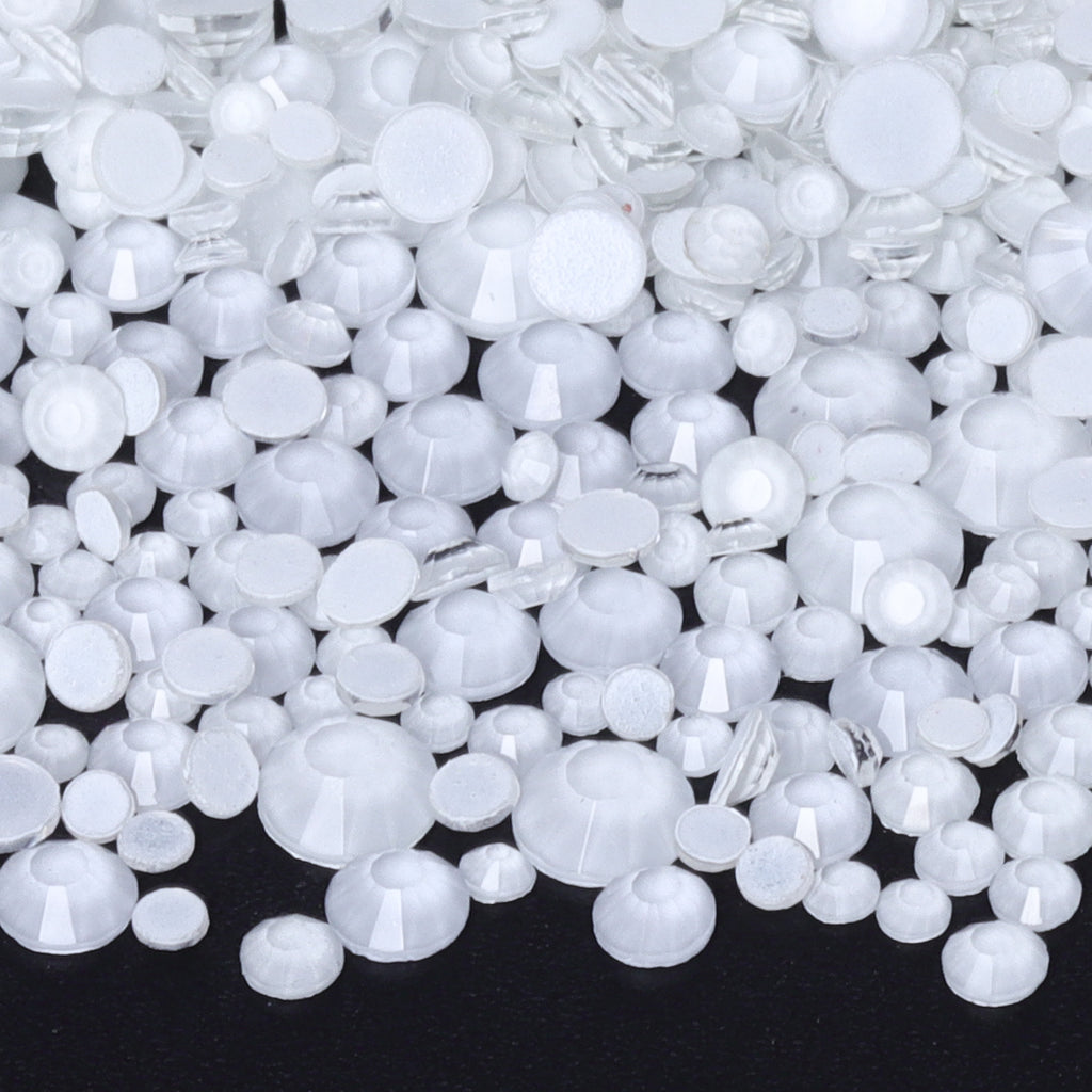 Mixed Sizes Mocha Neon White Glass Flat Back Rhinestones For Nail Art WholesaleRhinestone