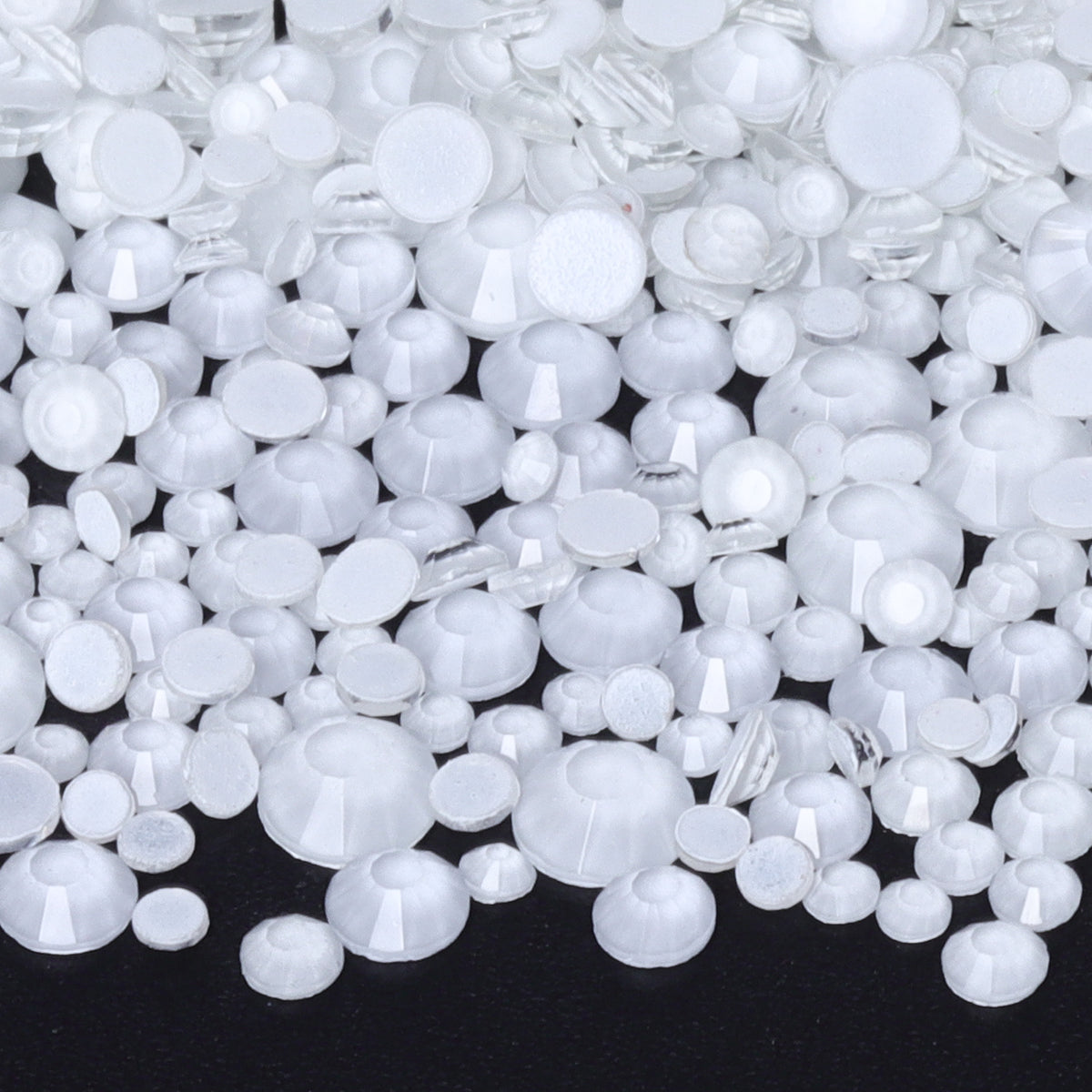 Mixed Sizes Mocha Neon White Glass Flat Back Rhinestones For Nail Art WholesaleRhinestone