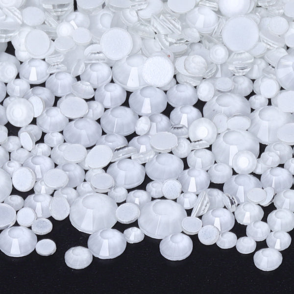 Mixed Sizes Mocha Neon White Glass Flat Back Rhinestones For Nail Art WholesaleRhinestone