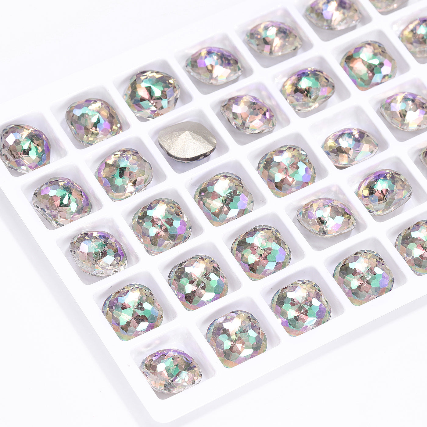 Ghost Light Dome Pushion Square Form Høj kvalitet Glas pegede tilbage fancy rhinestones Sekundært billede