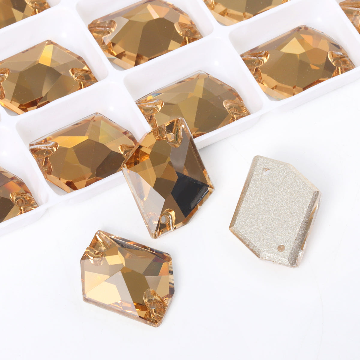 Light Smoked Topaz Cosmic Shape High Quality Glass Sew-on Rhinestones