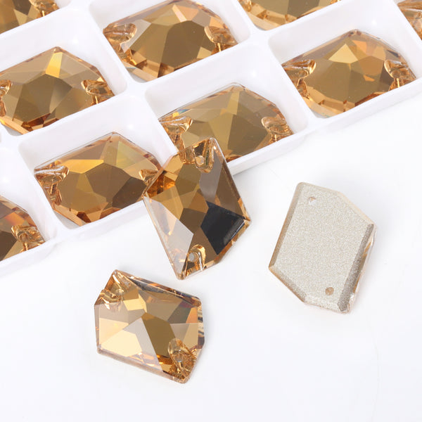 Light Smoked Topaz Cosmic Shape High Quality Glass Sew-on Rhinestones