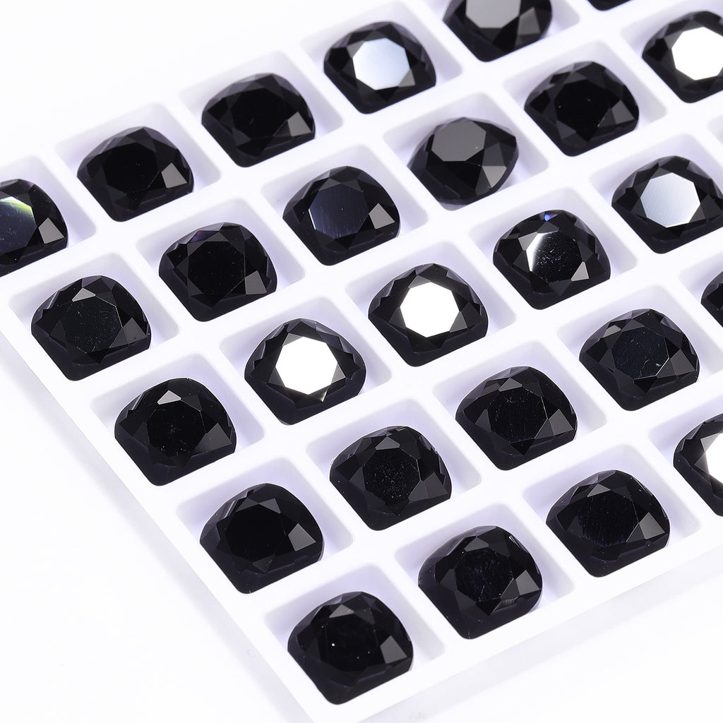 Jet Cushion Square Shape High Quality Glass Pointed Back Fancy Rhinestones WholesaleRhinestone