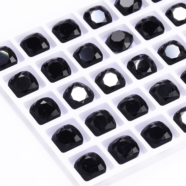 Jet Cushion Square Shape High Quality Glass Pointed Back Fancy Rhinestones WholesaleRhinestone