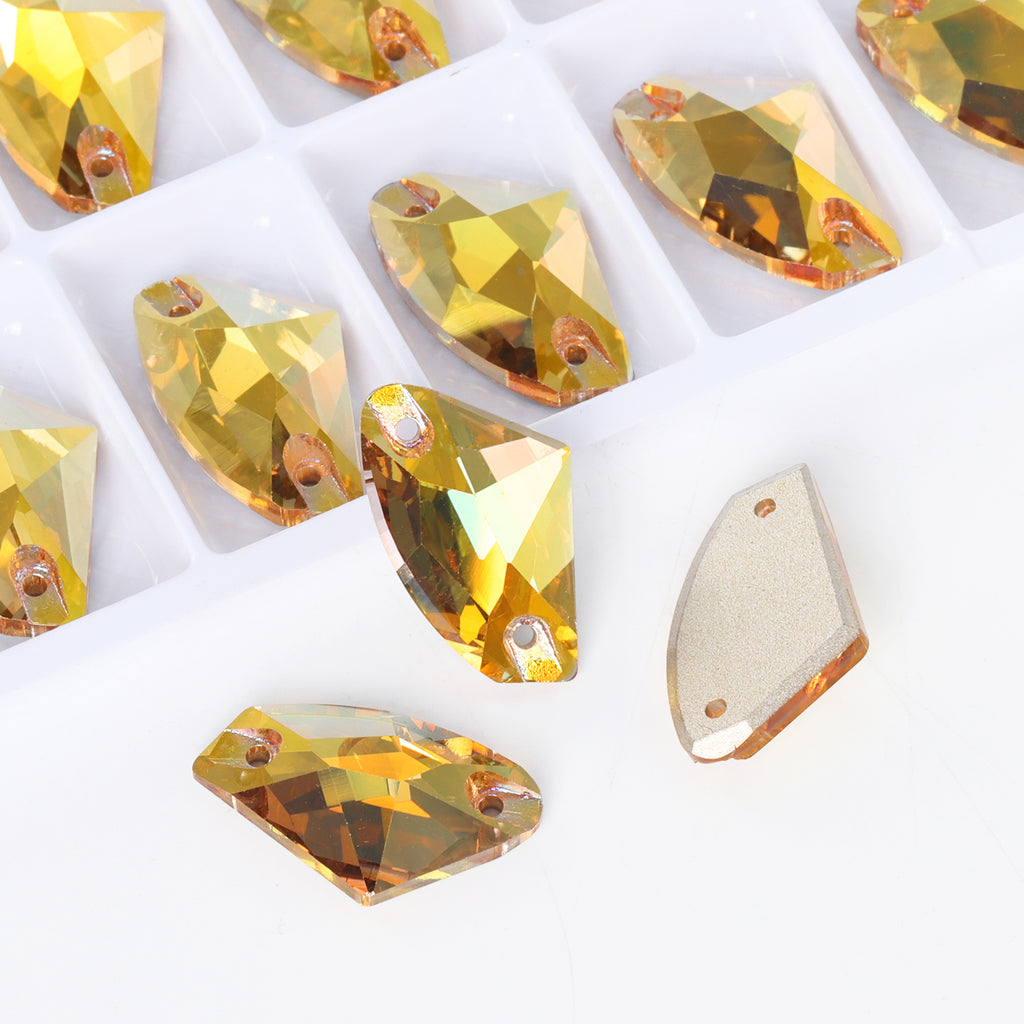 Metallic Sunshine Galactic Shape High Quality Glass Sew-on Rhinestones WholesaleRhinestone