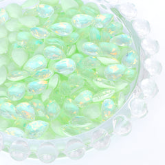 Light Green AM Drop Shape Glass Pointed Back Fancy Rhinestones