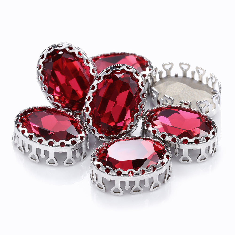 Rose Oval Shape High-Quality Glass Sew-on Nest Hollow Claw Rhinestones WholesaleRhinestone