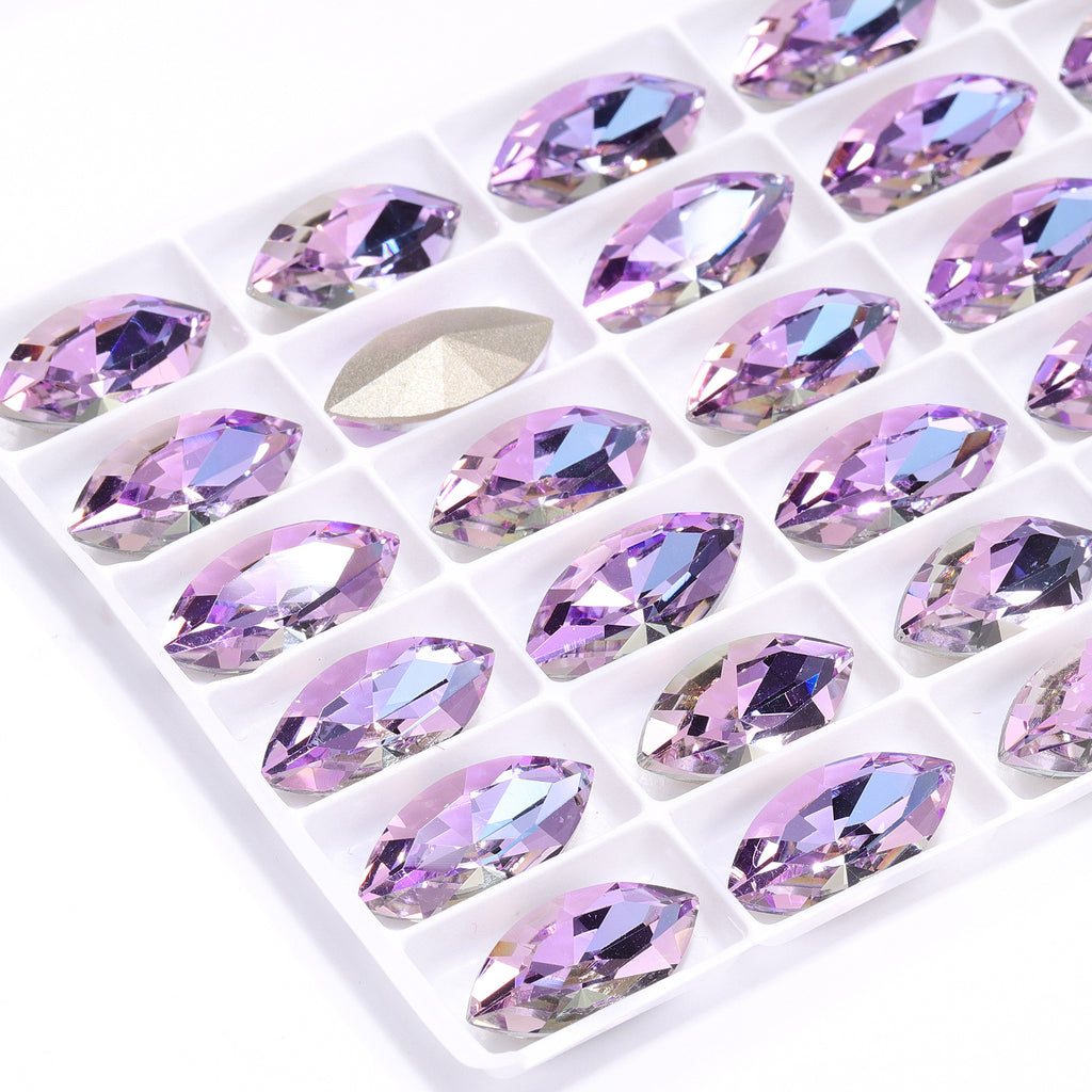 Vitrail Light Navette Shape High Quality Glass Pointed Back Fancy Rhinestones WholesaleRhinestone