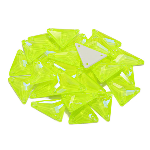 Electric Neon Jonquil Slim Triangle Shape High Quality Glass Sew-on Rhinestones Secondary image
