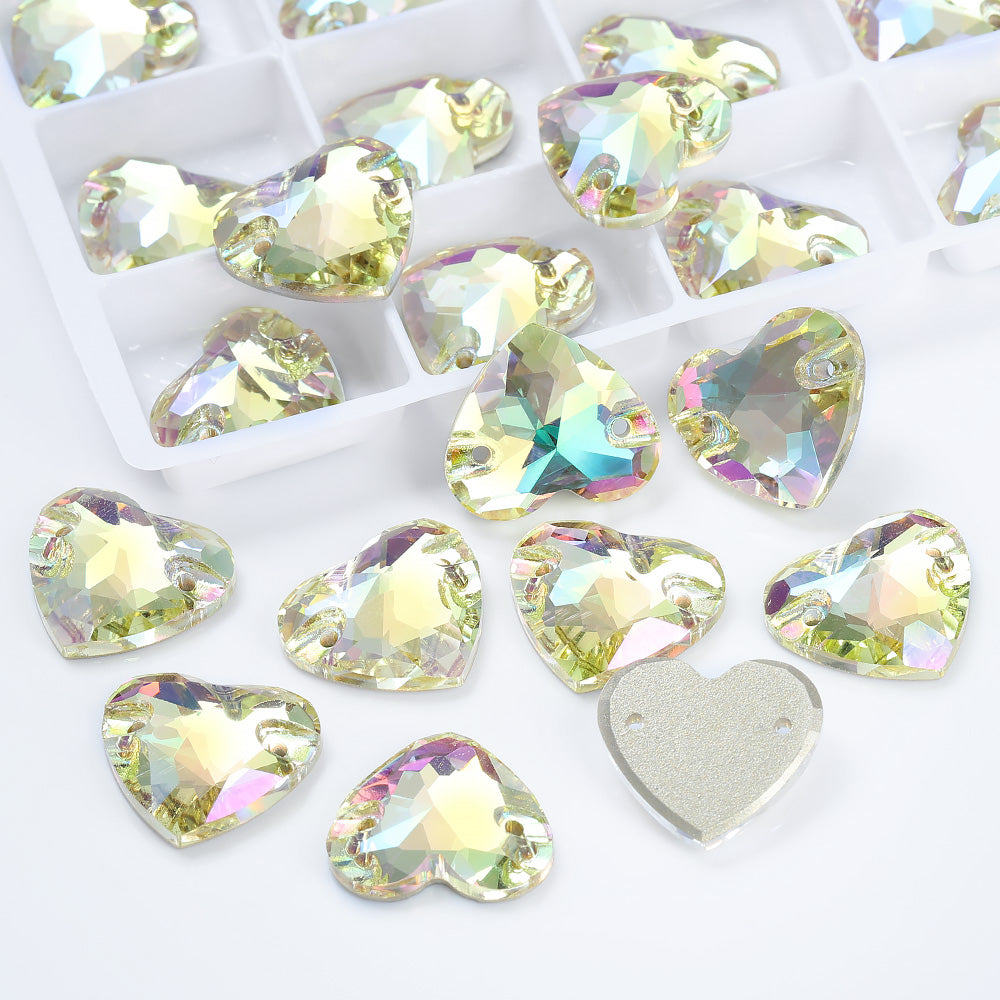 Crystal Phantom Heart Shape High Quality Glass Sew-on Rhinestones