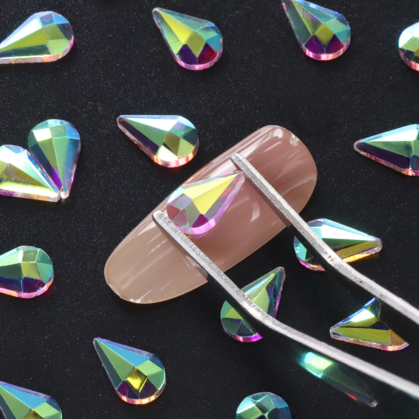 Raindrop Shape Crystal AB Unfoiled Flat Back Fancy Rhinestones WholesaleRhinestone