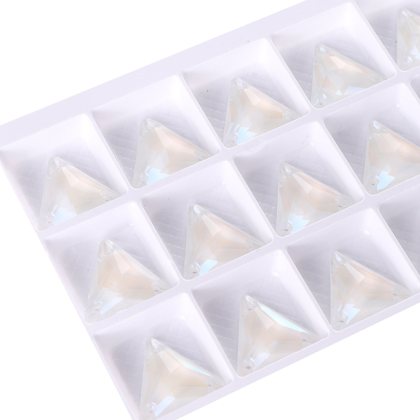 Electric Neon White Triangle Shape High Quality Glass Sew-on Rhinestones