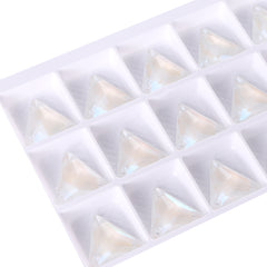 Electric Neon White Triangle Shape High Quality Glass Sew-on Rhinestones